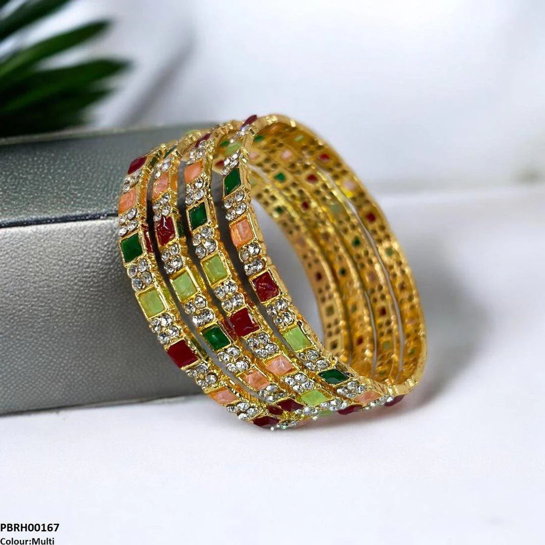 PBRH00167 SDQ Square Round Bangles 4 Pcs Set - PBRH