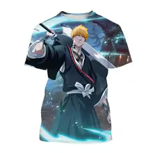 Summer trend Japanese anime 3D printing men's cool round neck casual role-playing cool T-shirt hip-hop short sleeved shirt