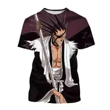 Summer trend Japanese anime 3D printing men's cool round neck casual role-playing cool T-shirt hip-hop short sleeved shirt