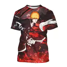 Summer trend Japanese anime 3D printing men's cool round neck casual role-playing cool T-shirt hip-hop short sleeved shirt