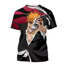 Summer trend Japanese anime 3D printing men's cool round neck casual role-playing cool T-shirt hip-hop short sleeved shirt