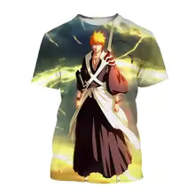 Summer trend Japanese anime 3D printing men's cool round neck casual role-playing cool T-shirt hip-hop short sleeved shirt