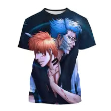Summer trend Japanese anime 3D printing men's cool round neck casual role-playing cool T-shirt hip-hop short sleeved shirt