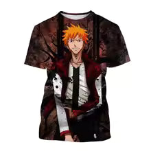 Summer trend Japanese anime 3D printing men's cool round neck casual role-playing cool T-shirt hip-hop short sleeved shirt