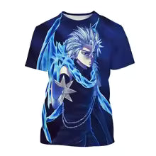 Summer trend Japanese anime 3D printing men's cool round neck casual role-playing cool T-shirt hip-hop short sleeved shirt