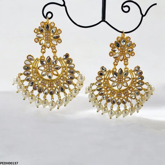 PEDH00137 MZM Tear/Flower Pearl Drop Earrings - PEDH