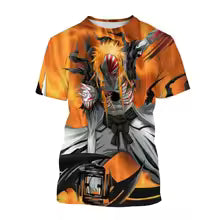 Summer trend Japanese anime 3D printing men's cool round neck casual role-playing cool T-shirt hip-hop short sleeved shirt